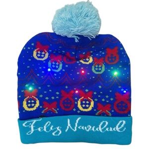 New LED Christmas Winter Beanie With Pom Pom And 3 Flashing Modes